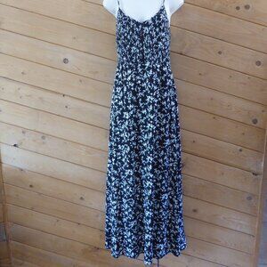Band of Gypsies Black White Floral Bohemian Boho Maxi Dress Cami Strapless M